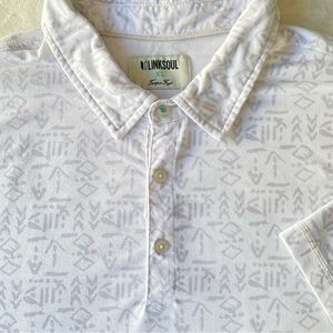 Linksoul Printed Delray Polo Shirt White Gray Geometric Size XL